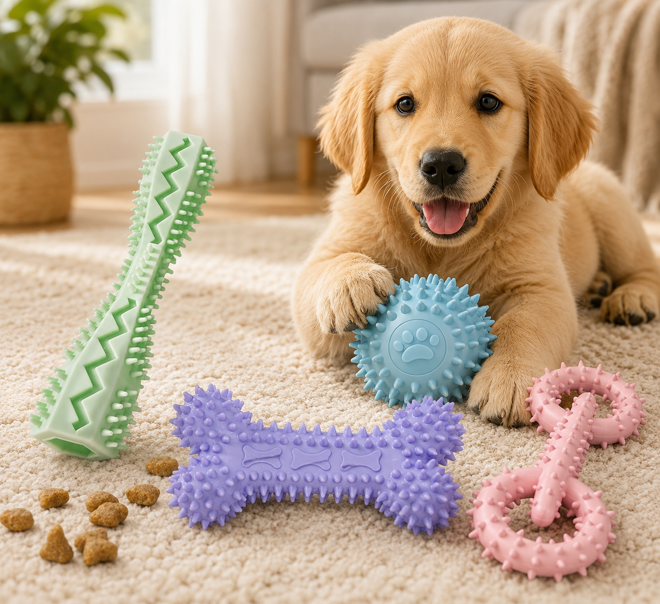 4PCS Natural Rubber Dog Chew Toys Set – Interactive Treat Dispensing Teething Toys | For Dogs | Pet Supplies and Food Australia | Pet Supplies Sydney | PetNexa Australia | Shop now