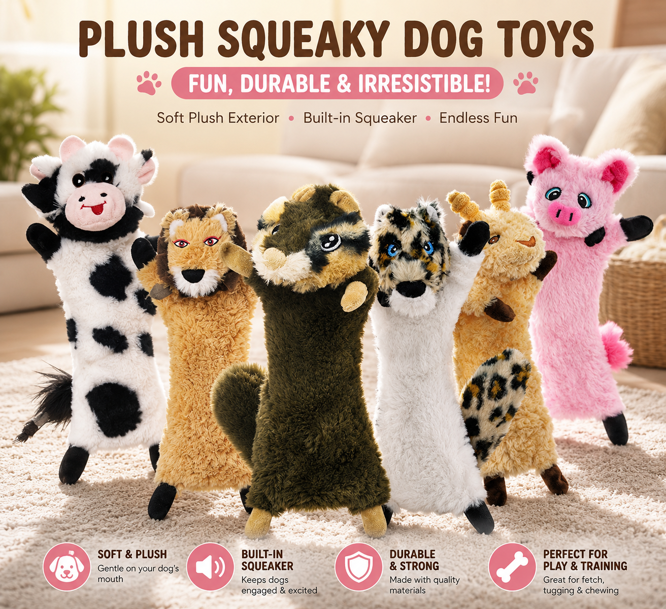 6pc Plush Friends Dog Toy Bundle - Interactive Squeaky Chew Toys for Pups and Dogs | For Dogs | Pet Supplies and Food Australia | Pet Supplies Sydney | PetNexa Australia | Shop now