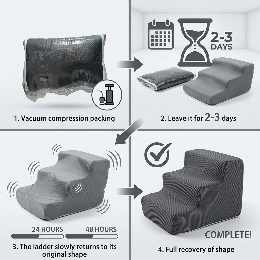 Step-by-step process of a product returning to its original shape after vacuum compression packing. | Pet Grooming | Pet Supplies and Food Australia | Pet Supplies Sydney | PetNexa Australia | Shop now