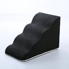 Black scalloped foam pet stairs with a breathable mesh fabric cover and white non-slip base lining. Designed with 3 gently curved steps to help small dogs and cats climb onto beds or sofas safely. | Pet Grooming | Pet Supplies and Food Australia | Pet Supplies Sydney | PetNexa Australia | Shop now