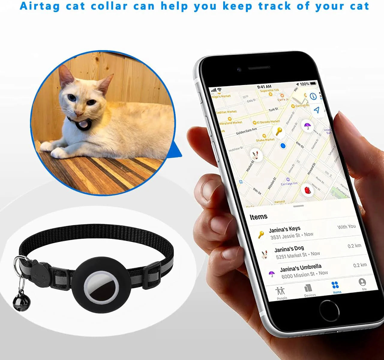 Breakaway Airtag Cat Collar with Reflective Strip, Compatible with Airtag – Lightweight and Adjustable Kitten Collar for Boy and Girl Kittens, Includes Safety Release Buckle and Bell | Pet Grooming | Pet Supplies and Food Australia | Pet Supplies Sydney | PetNexa Australia | Shop now