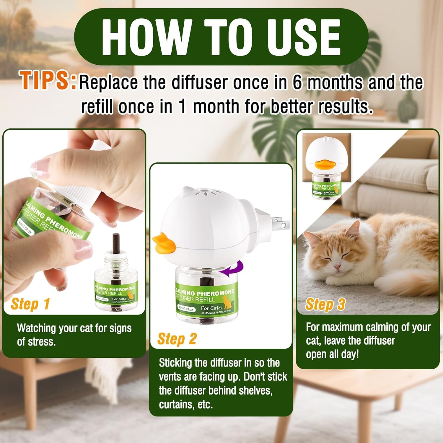 90-Day Cat Calming Diffuser - Cat Pheromone Diffuser for Stress, Pee Spraying, Cat Fighting, Aggression, Excessive Meowing & Scratching，Easy to Use – (1Diffusers + 3 Refills) | Pet Grooming | Pet Supplies and Food Australia | Pet Supplies Sydney | PetNexa Australia | Shop now