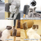 Four-panel demonstration of cats enjoying a self-grooming corner brush that provides gentle massage, scratching relief, grooming, and shedding control. Wall-mounted cat brush designed for hands-free grooming and loose hair removal. | Pet Grooming | Pet Supplies and Food Australia |  Pet Supplies Sydney | PetNexa Australia | Shop now | Pet Grooming | Pet Supplies and Food Australia | Pet Supplies Sydney | PetNexa Australia | Shop now