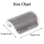 Size chart for the cat corner self-grooming brush showing a U-shaped design with dimensions of 13 cm (5.1 in) length and 8.5 cm (3.3 in) width, suitable for mounting on corners and furniture edges. | Pet Grooming | Pet Supplies and Food Australia |  Pet Supplies Sydney | PetNexa Australia | Shop now | Pet Grooming | Pet Supplies and Food Australia | Pet Supplies Sydney | PetNexa Australia | Shop now