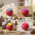 Red ball with light indicators on a wooden surface, showing different modes. | Pet Grooming | Pet Supplies and Food Australia | Pet Supplies Sydney | PetNexa Australia | Shop now