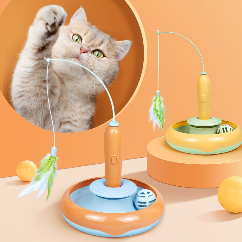 2 in 1 Pet Cat Toy with Feather for Self-Play Cat Turntable Pets Supplies Cat Toy Toys Cats Items Products | Pet Grooming | Pet Supplies and Food Australia | Pet Supplies Sydney | PetNexa Australia | Shop now