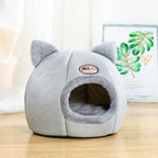 Gray enclosed cat cave bed with cute cat-ear design, plush interior lining, and cozy hideaway entrance, providing a warm and secure resting space for cats and kittens. | Pet Grooming | Pet Supplies and Food Australia | Pet Supplies Sydney | PetNexa Australia | Shop now