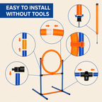 Dog agility jump ring with tool-free assembly instructions, featuring snap-fit connectors, adjustable poles, and easy-install components for indoor and outdoor pet training. | Pet Grooming | Pet Supplies and Food Australia | Pet Supplies Sydney | PetNexa Australia | Shop now