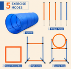Dog agility jumps ring assembly instructions showing tool-free installation steps, connector details, threaded poles, and orange hoop setup for a complete pet agility training course. | Pet Grooming | Pet Supplies and Food Australia | Pet Supplies Sydney | PetNexa Australia | Shop now