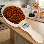 Digital pet food scale with pet food, a cat, and a dog in a kitchen setting. | Pet Grooming | Pet Supplies and Food Australia | Pet Supplies Sydney | PetNexa Australia | Shop now
