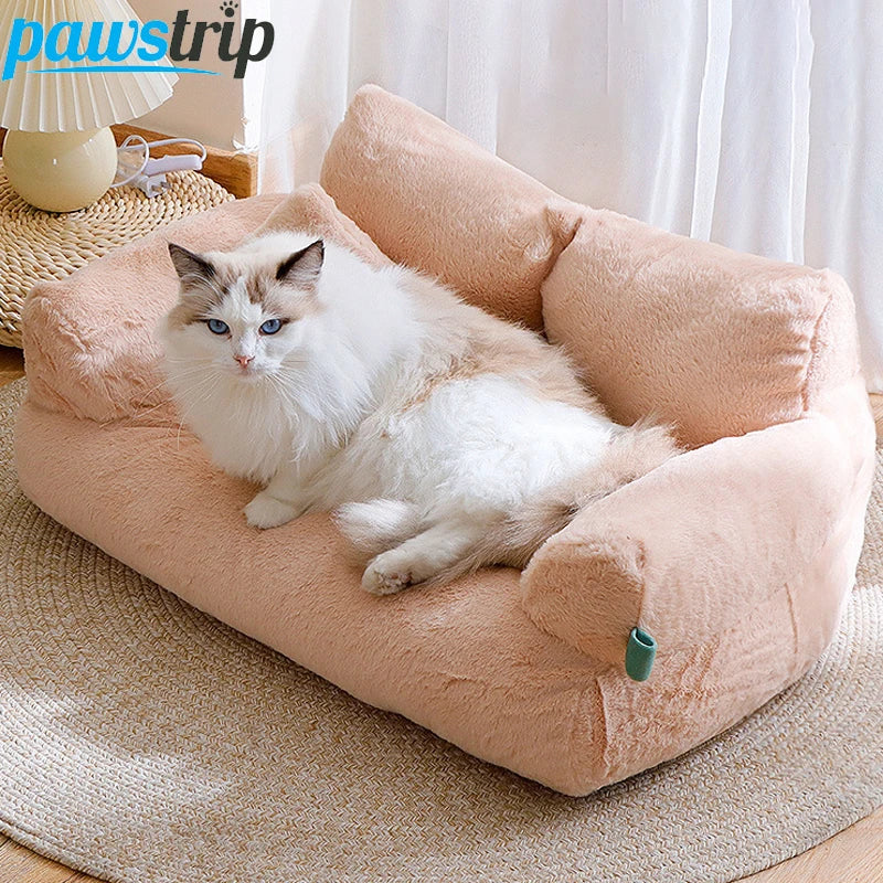Soft faux fur pet sofa bed for cats and small dogs with cushioned sides and matching pillow. | Pet Grooming | Pet Supplies and Food Australia | Pet Supplies Sydney | PetNexa Australia | Shop now