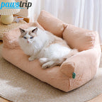 Soft faux fur pet sofa bed for cats and small dogs with cushioned sides and matching pillow. | Pet Grooming | Pet Supplies and Food Australia | Pet Supplies Sydney | PetNexa Australia | Shop now