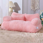 Pink plush pet sofa bed with soft faux fur fabric, raised armrests, and supportive back cushions for cats and small dogs.
 | Pet Grooming | Pet Supplies and Food Australia | Pet Supplies Sydney | PetNexa Australia | Shop now