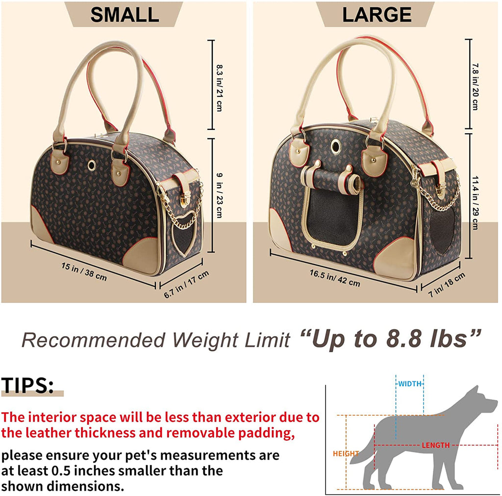 Fashion Dog Carrier PU Leather Dog Handbag Dog Purse Cat Tote Bag Pet Cat Dog Hiking Bag, Brown, Large | Pet Grooming | Pet Supplies and Food Australia | Pet Supplies Sydney | PetNexa Australia | Shop now