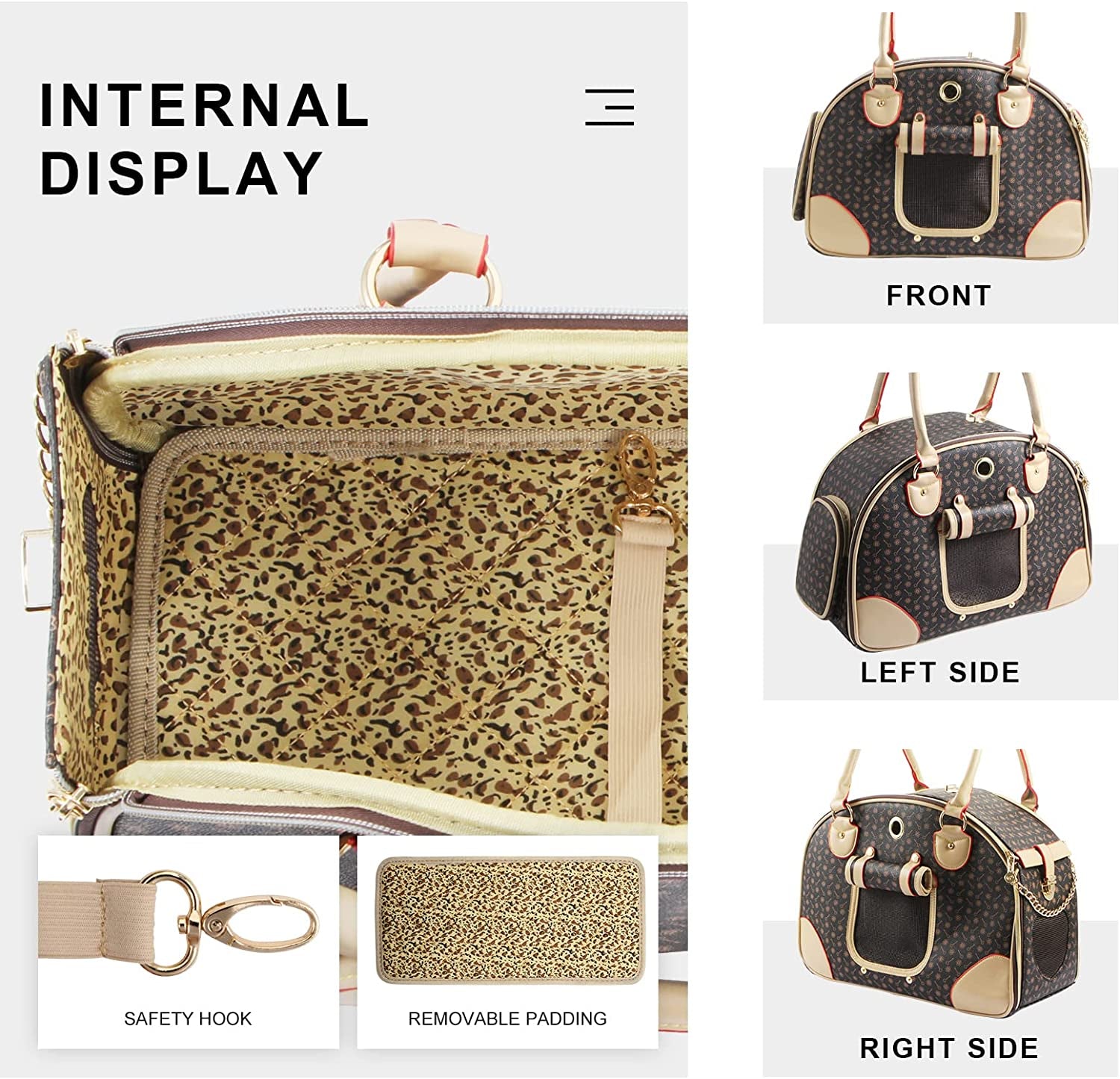 Fashion Dog Carrier PU Leather Dog Handbag Dog Purse Cat Tote Bag Pet Cat Dog Hiking Bag, Brown, Large | Pet Grooming | Pet Supplies and Food Australia | Pet Supplies Sydney | PetNexa Australia | Shop now
