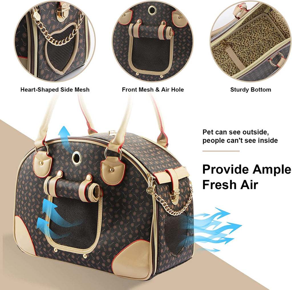 Fashion Dog Carrier PU Leather Dog Handbag Dog Purse Cat Tote Bag Pet Cat Dog Hiking Bag, Brown, Large | Pet Grooming | Pet Supplies and Food Australia | Pet Supplies Sydney | PetNexa Australia | Shop now