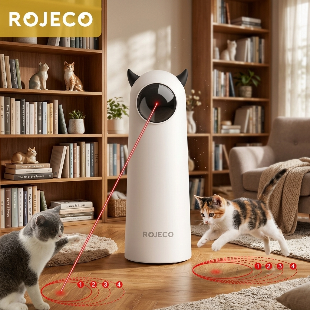 ROJECO cat toy with laser pointer in a living room setting | Pet Grooming | Pet Supplies and Food Australia | Pet Supplies Sydney | PetNexa Australia | Shop now