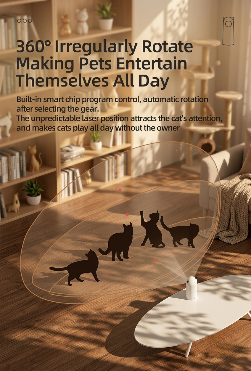 Pet play toy with laser pointer on a wooden floor, cats playing, and text about product features. | Pet Grooming | Pet Supplies and Food Australia | Pet Supplies Sydney | PetNexa Australia | Shop now