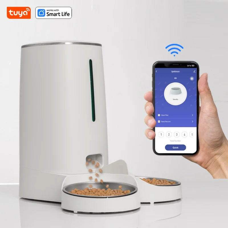 Wifi Automatic Cat Feeders for 2 Cats, 4L Cat Food Dispenser with APP Control, Double Stainless Steel Bowls, Low Food Alarms | Pet Grooming | Pet Supplies and Food Australia | Pet Supplies Sydney | PetNexa Australia | Shop now