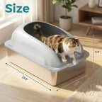 Stainless Steel Cat Litter Box with Lid, Large Cat Litter Box for Big Cats, High Wall Sides, Anti-Urine Leakage, Easy Cleaning, Scoop and Mat Included,Light Grey | Pet Grooming | Pet Supplies and Food Australia | Pet Supplies Sydney | PetNexa Australia | Shop now