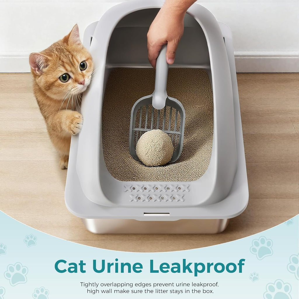 Stainless Steel Cat Litter Box with Lid, Large Cat Litter Box for Big Cats, High Wall Sides, Anti-Urine Leakage, Easy Cleaning, Scoop and Mat Included,Light Grey | Pet Grooming | Pet Supplies and Food Australia | Pet Supplies Sydney | PetNexa Australia | Shop now