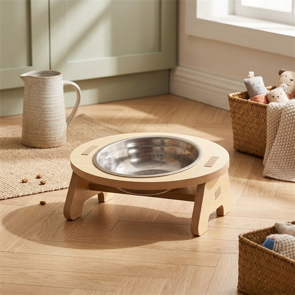 Stainless Steel Feeding Bowl with Wooden Stand | For Cats | Pet Supplies and Food Australia | Pet Supplies Sydney | PetNexa Australia | Shop now | Pet Grooming | Pet Supplies and Food Australia | Pet Supplies Sydney | PetNexa Australia | Shop now