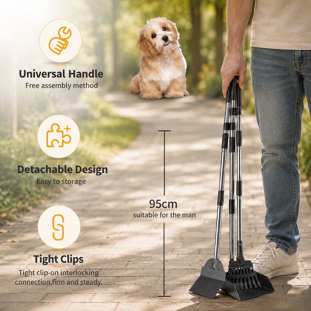 Pooper Scooper, Long Handle Dog Pooper Scooper, Heavy Duty Stainless Steel Rake with Tray & Spade Set for Pet Waste Removal, for Grass, Dirt or Gravel | Pet Grooming | Pet Supplies and Food Australia | Pet Supplies Sydney | PetNexa Australia | Shop now