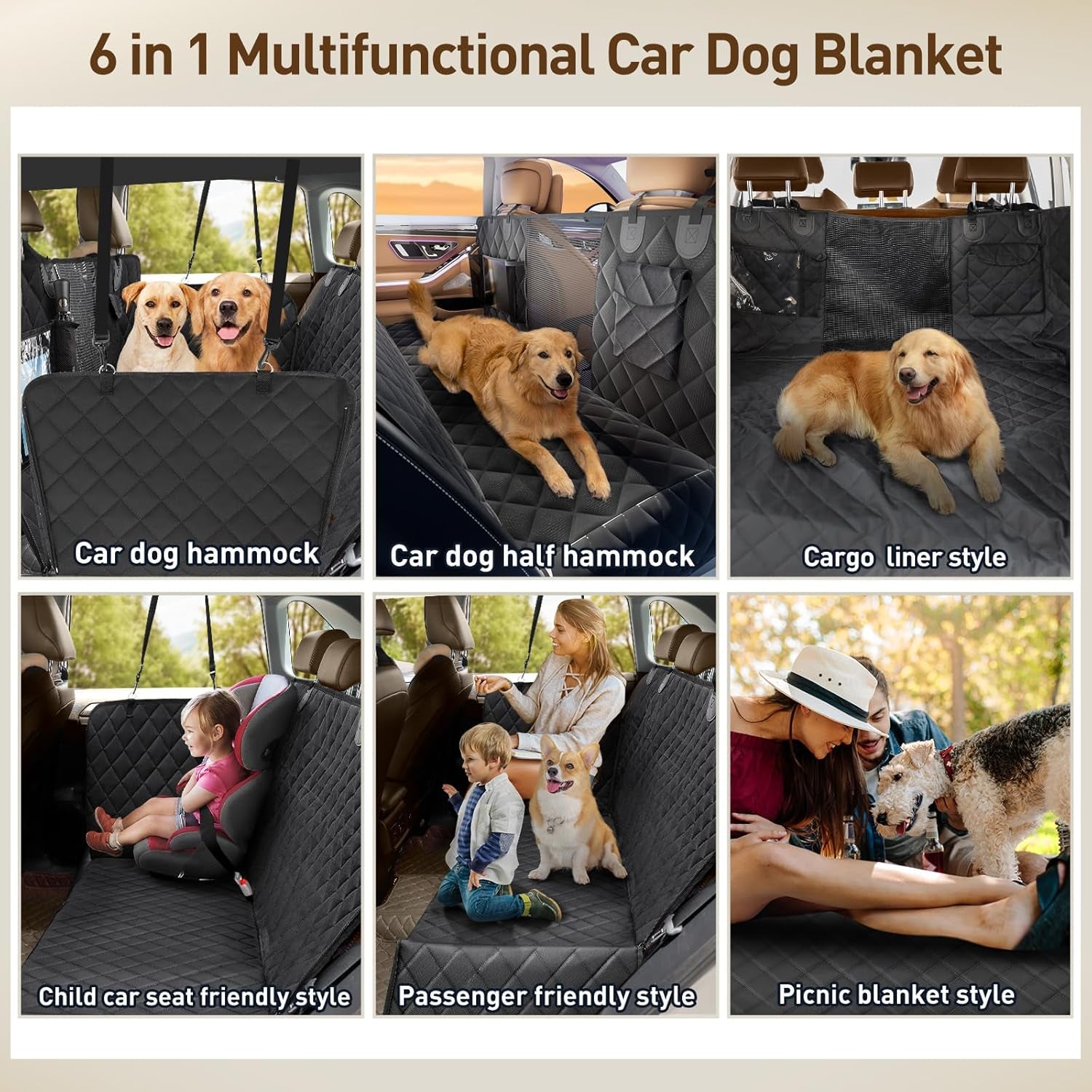 Upgrade XL 6 in 1 Dog Car Seat Cover for Back Seat, 157X137Cm Dog Hammock, Waterproof & Thicken 600D Oxford Car Seat Protector for Pets and Kids, Anti-Scratch Nonslip for Car Truck SUV | Pet Grooming | Pet Supplies and Food Australia | Pet Supplies Sydney | PetNexa Australia | Shop now