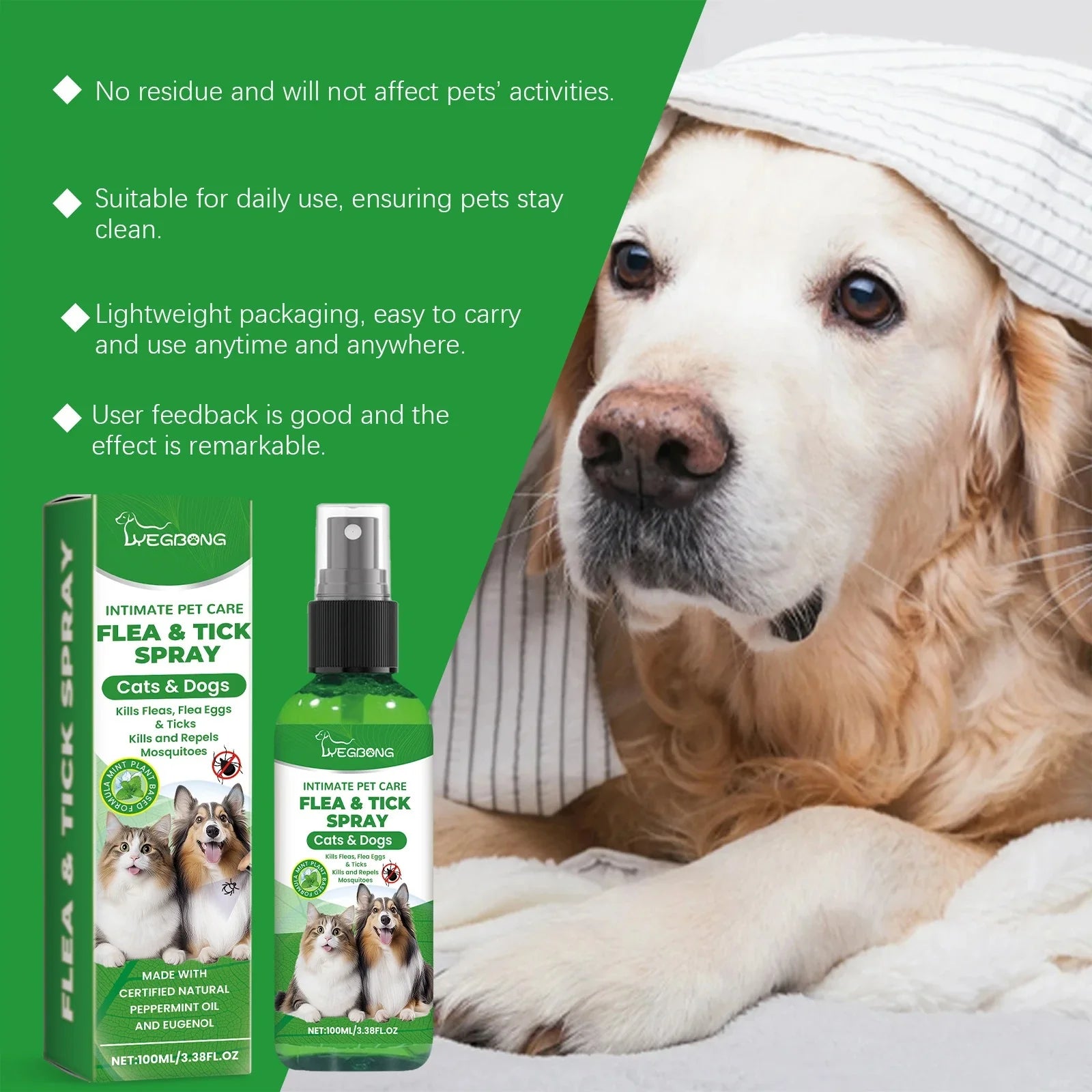 Yegbong Pet Insect Repellent Spray Daily Cleaning Dirts Promote Pet Skin Health anti Mite Flea Relief Discomfort Pet Care Spray | Pet Grooming | Pet Supplies and Food Australia | Pet Supplies Sydney | PetNexa Australia | Shop now